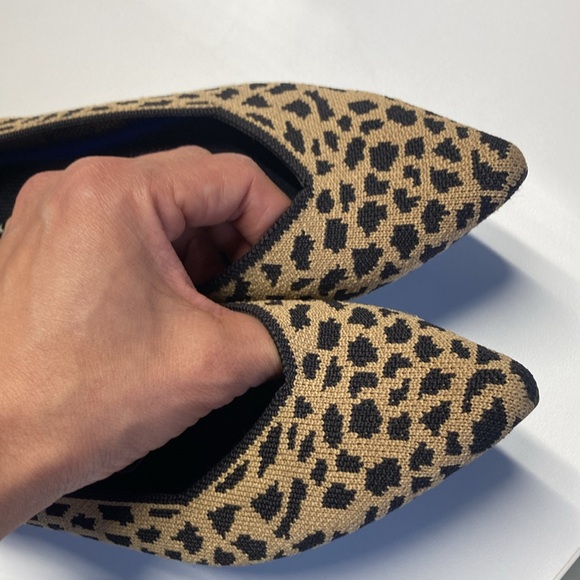 Rothy's Tan and Black Patterned Flats with Blue Accent - Picture 5 of 7